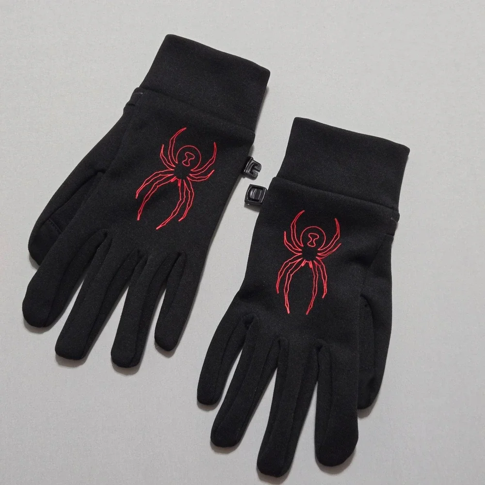 Spyder Performance Gloves Women Small‎ Black Red Embroidered Logo Grippy Palm